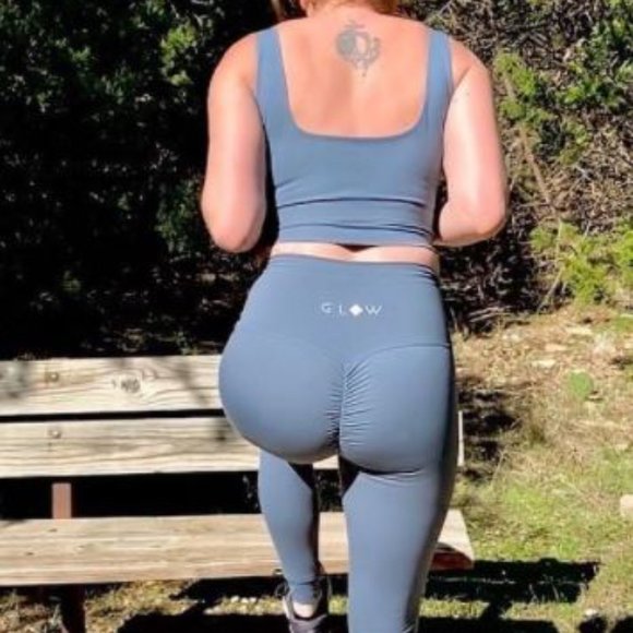 NWOT Glow Collection Peachy Leggings - Dusty Blue - Picture 3 of 4